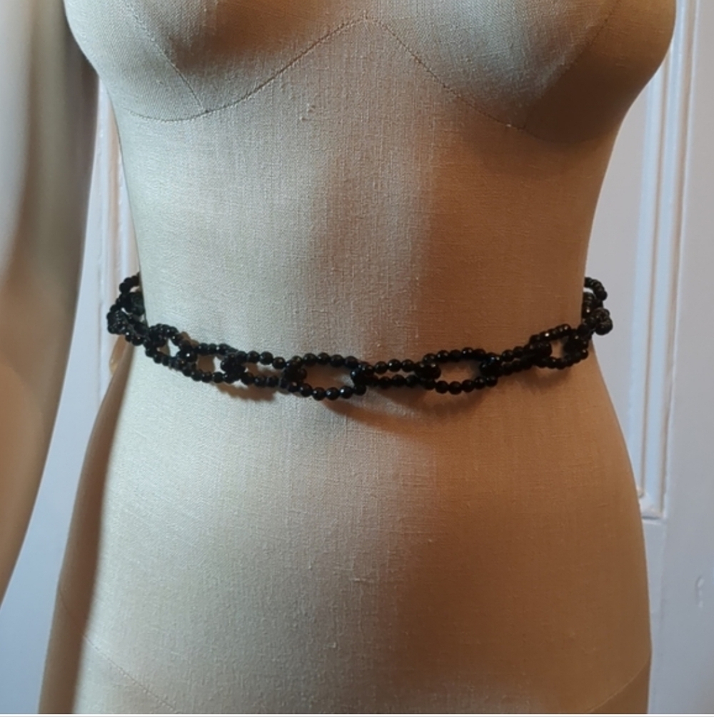 3/$13 Anthropology Black Beaded Belt
